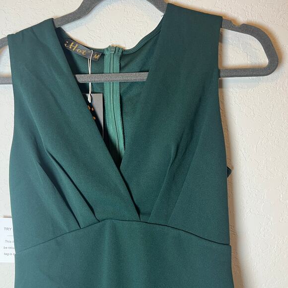 IHot Women's Dark Green Sleeveless Dress Size M NEW - Picture 4 of 8